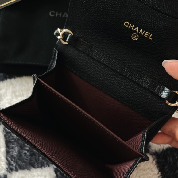 Chanel 2021 Card Holder w/ Chain Wallet Black - Picture 5 of 9